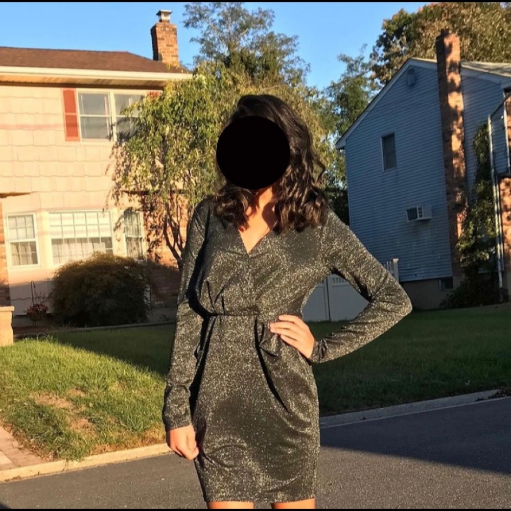 Long sleeve Black and Silver Dress